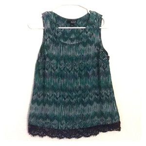 Green/Navy Blue Zig-Zag Thin Striped Pattern Tank